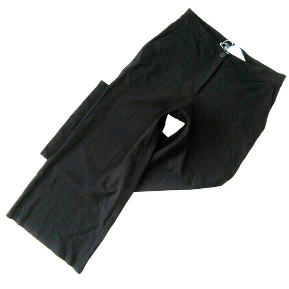 NWT Eileen Fisher Wide Leg Ankle in Black Washable Stretch Crepe Pants 12